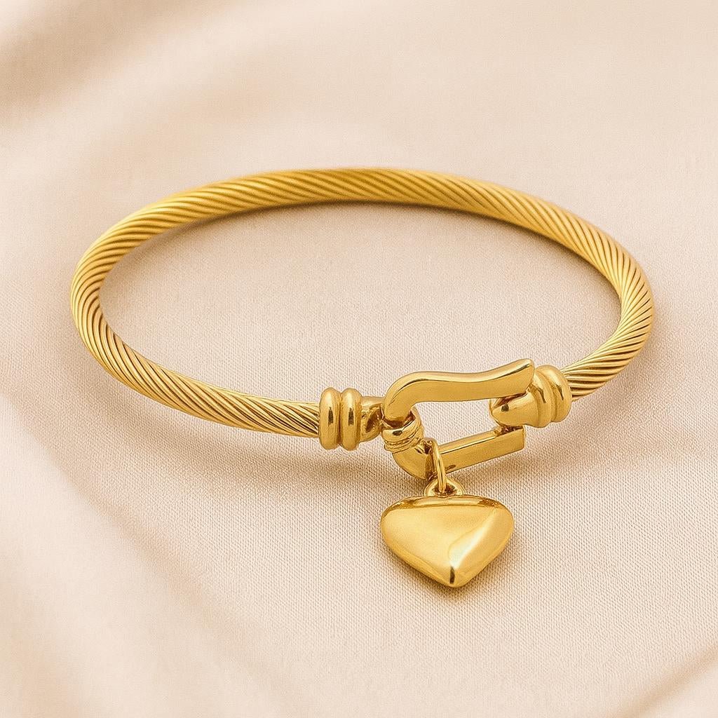 Bracelet Câble Doré avec Pendentif Cœur - Manaya Bijoux