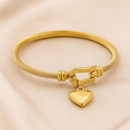 Bracelet Câble Doré avec Pendentif Cœur - Manaya Bijoux
