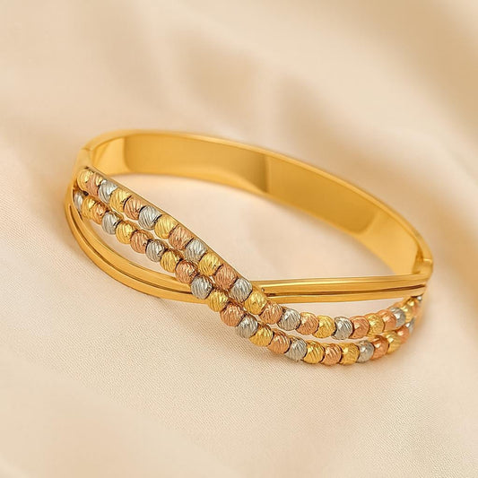 Bracelet jonc 3 ors en acier inoxydable – Élégance & raffinement - Manaya Bijoux