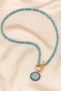 Collier Œil Turc Bleu et Doré – Perles Turquoises & Pendentif Protecteur en Acier Inoxydable - Manaya Bijoux