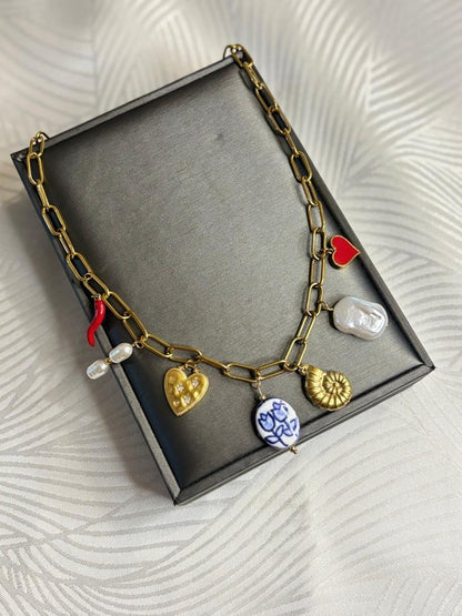 Collier Safaa – Charms d’inspiration Méditerranéenne - Manaya Bijoux