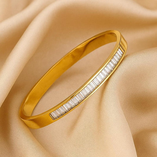 "Lina" – Bracelet Jonc Doré à Baguettes - Manaya Bijoux